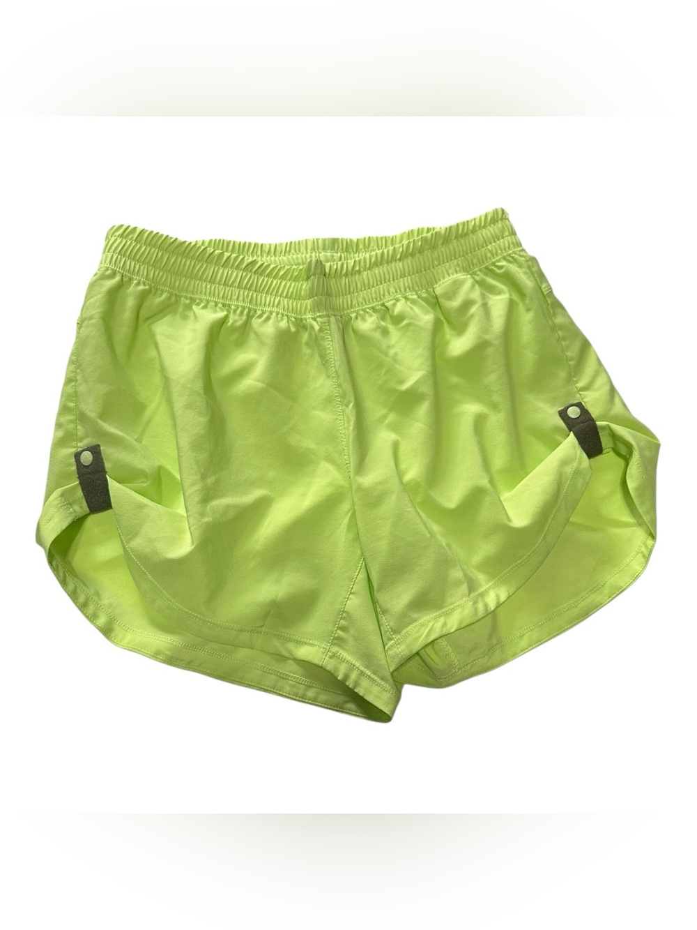 Adidas AEROREADY Women’s Running Shorts Size S Neon Lime Green Snap Sides